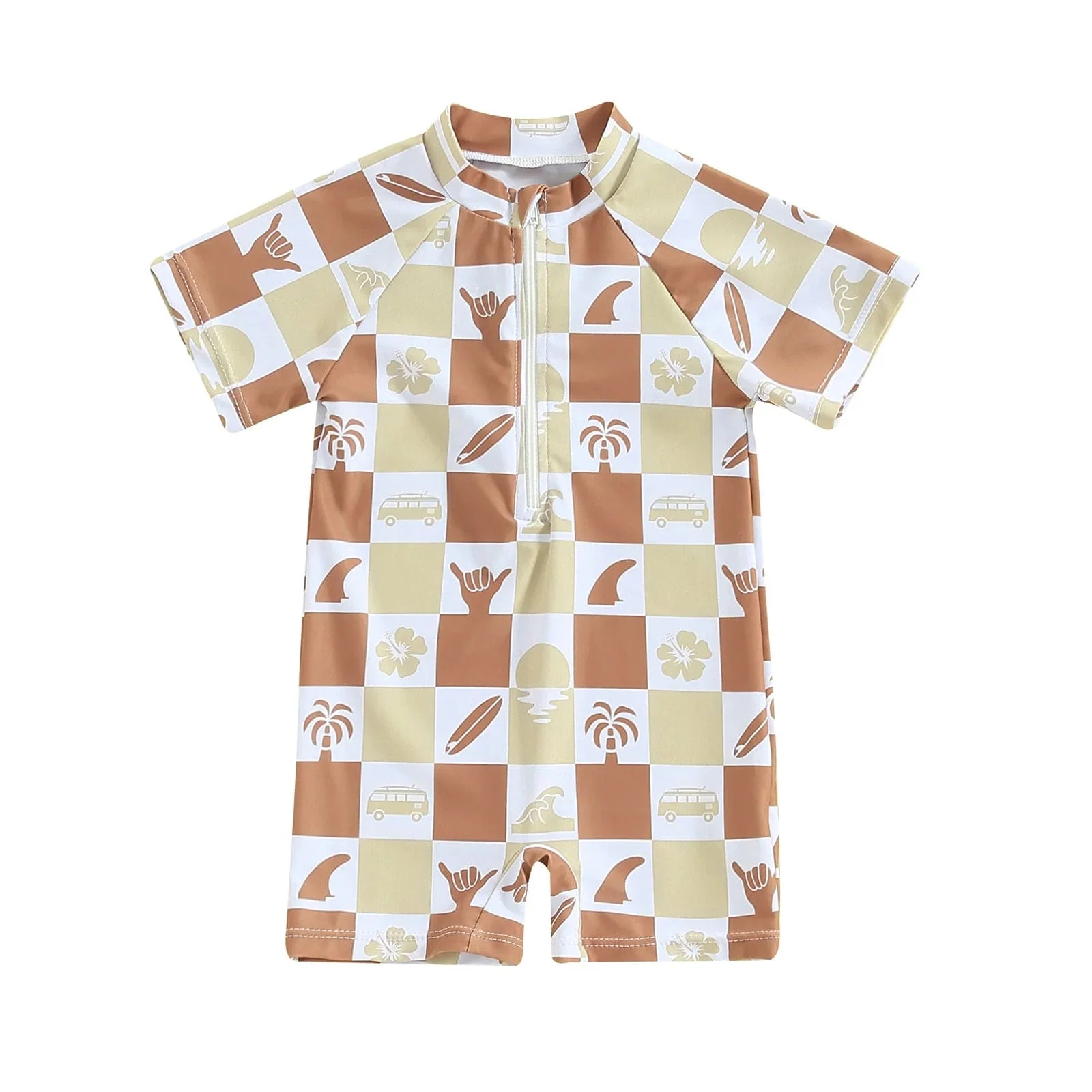 Boy Cartoon Print Rash Guard Swimsuit - Image 5