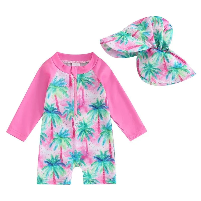 Toddler Boy Long Sleeve Swimsuit with Sun Hat - Image 11